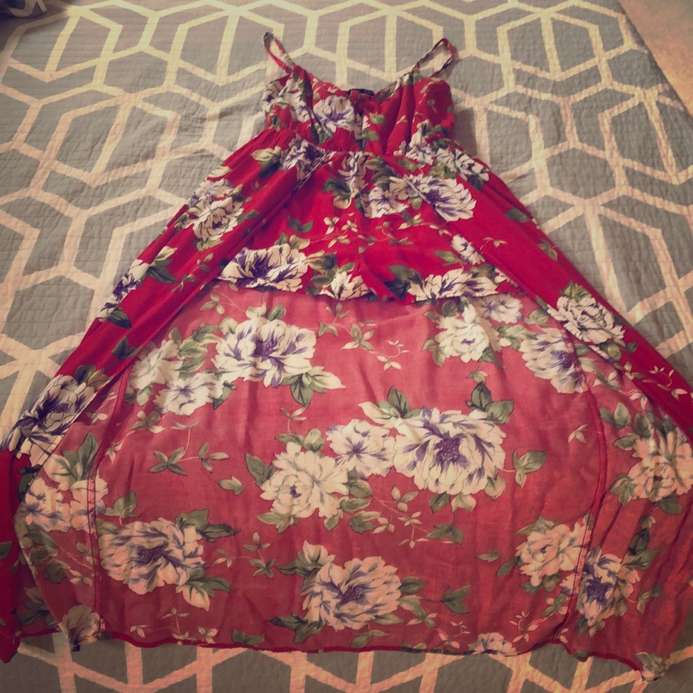 Red floral shorts/dress
